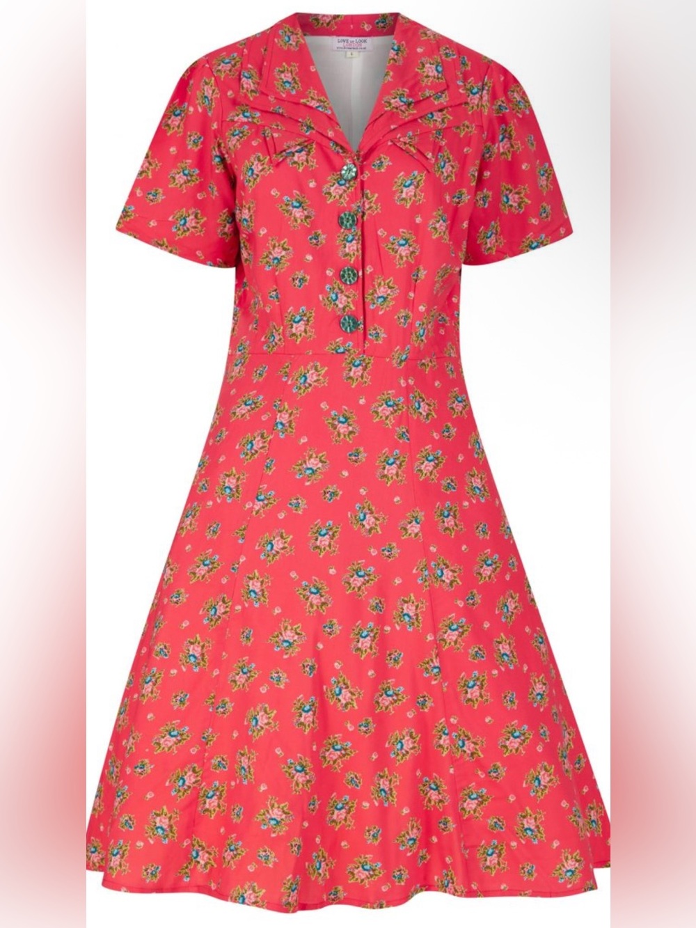 Love Ur Look London Pink Floral 1940’s Tea Dress Pinup Rockabilly 40s 4XL 2XL